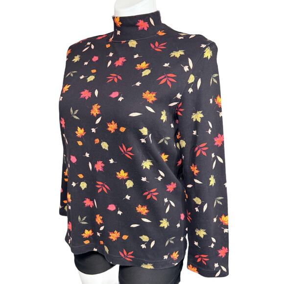 Croft & Barrow Womens T Shirt Top Long Sleeve Mock Neck Leaf Print Petite XL - Picture 5 of 8